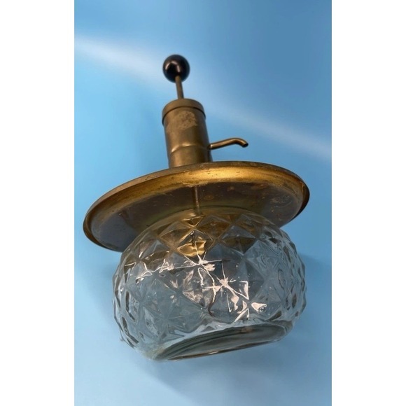 Antique Style Vintage Brass Soap Dispenser Glass Base Pump Bathroom Decor VTG - Picture 4 of 6